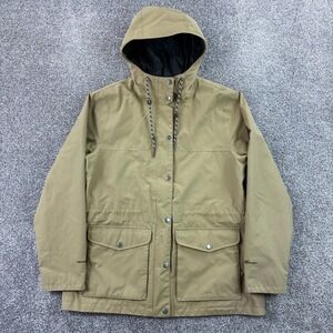 Eddie Bauer WeatherEdge Jacket Women's Large Tan Hooded Field Utility Parka‎